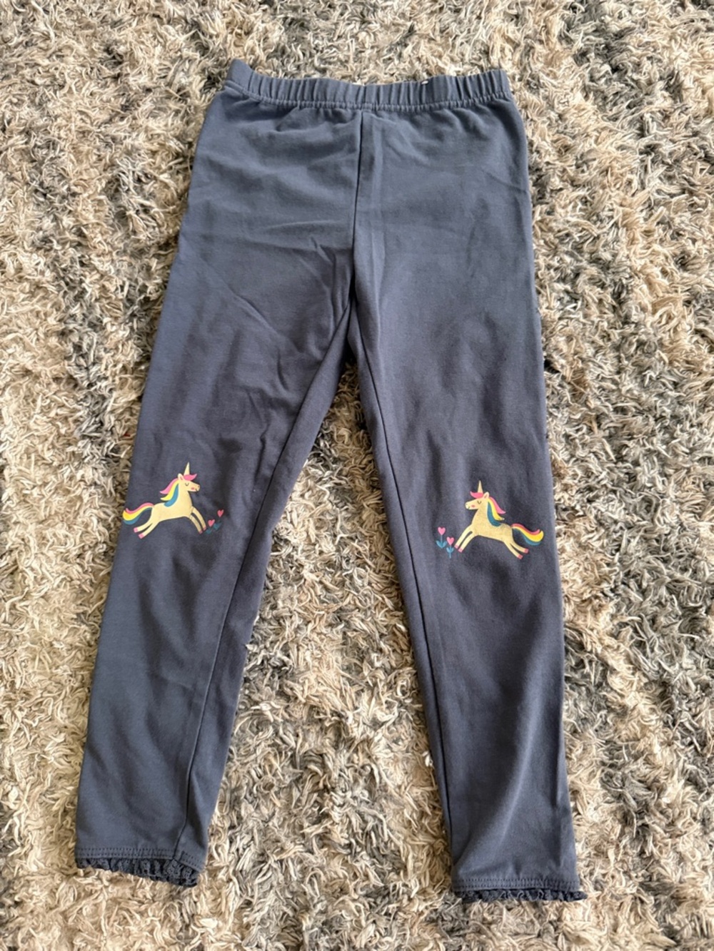 Girls' Black Leggings with Colorful Unicorn Knee Prints